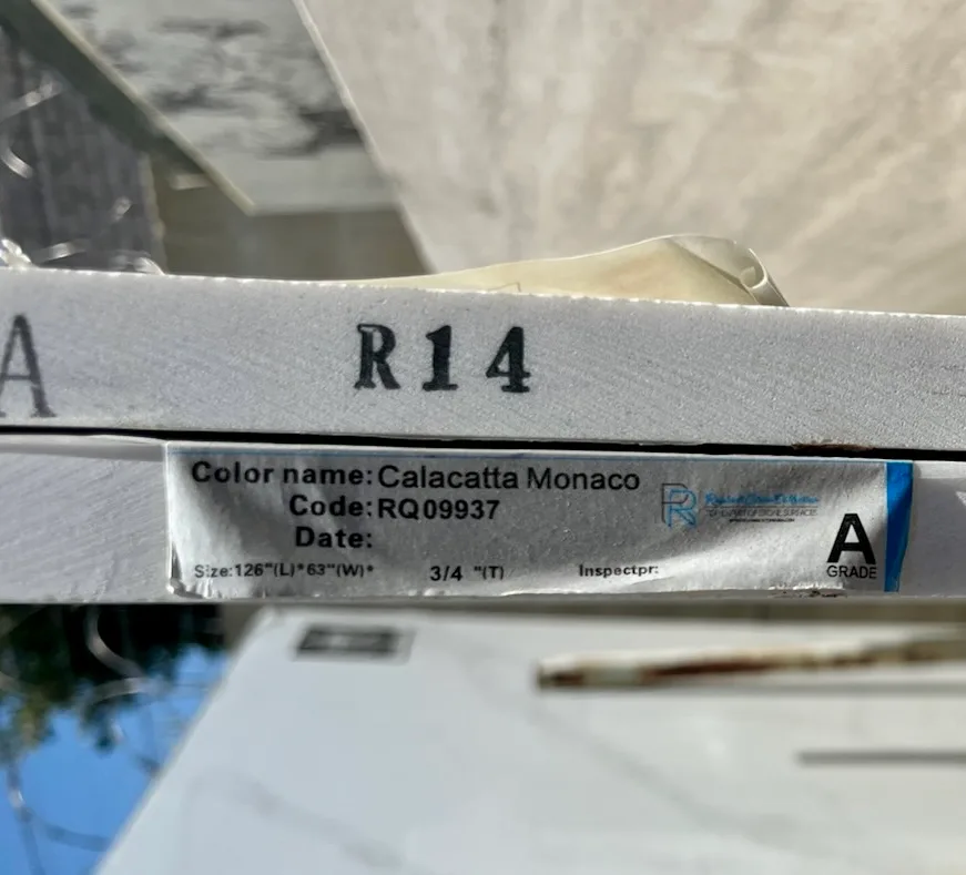 Calacatta Monaco Quartz Slab in sun valley, Los Angeles — view 2