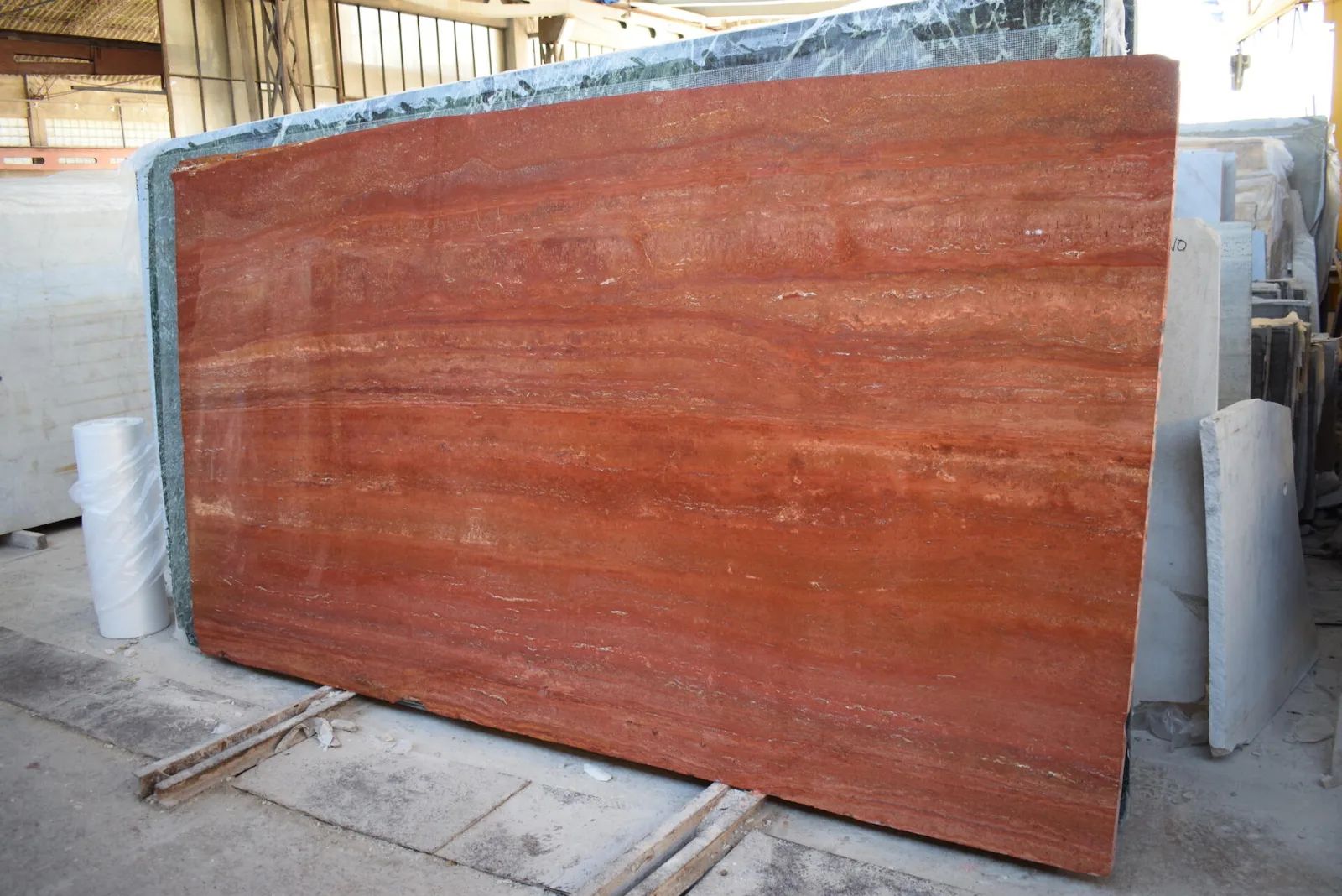 Travertino Rosso Travertine Slab in Sun Valley, Los Angeles