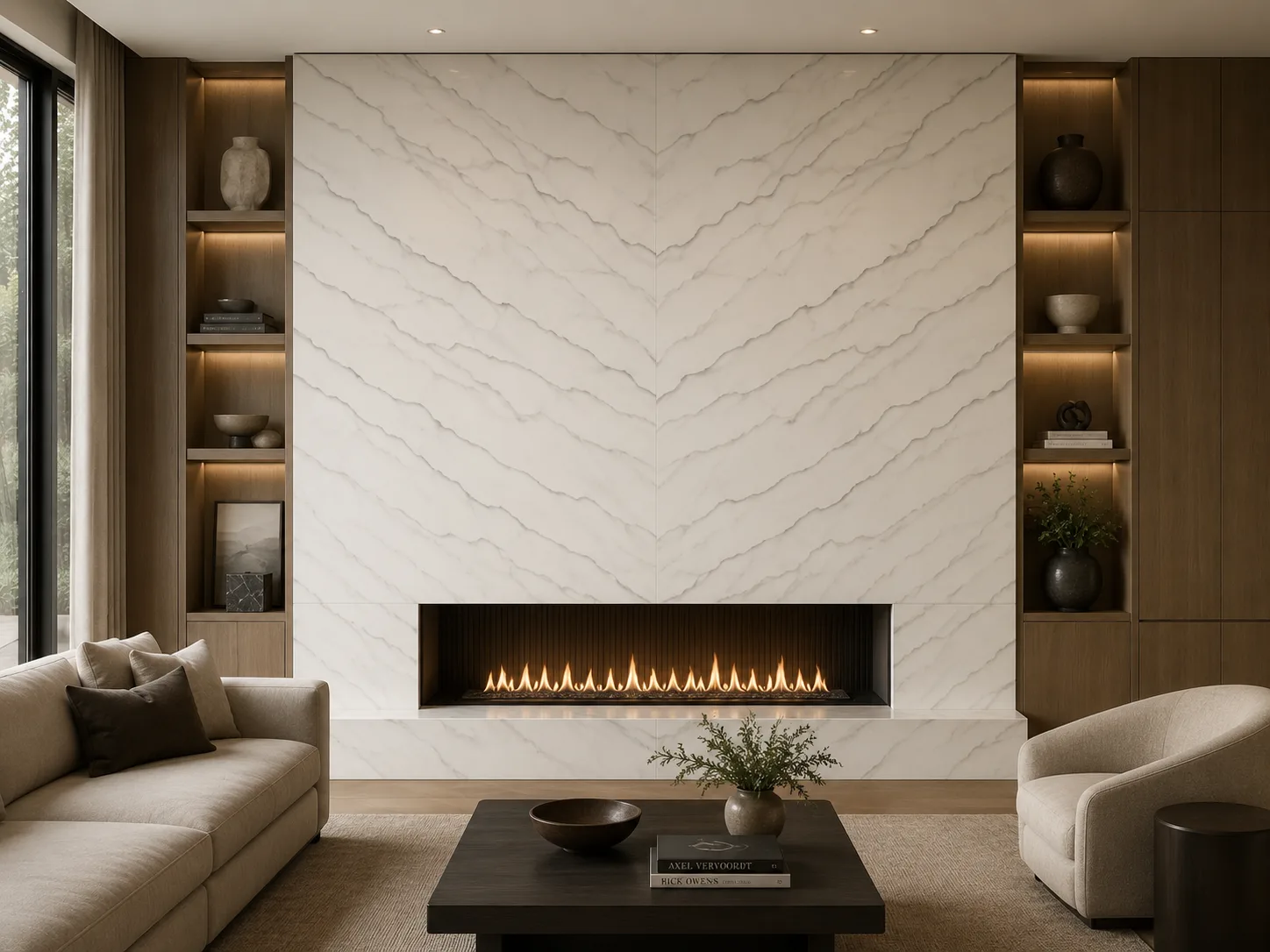 Calacatta Quartzite — Fireplace Inspiration
