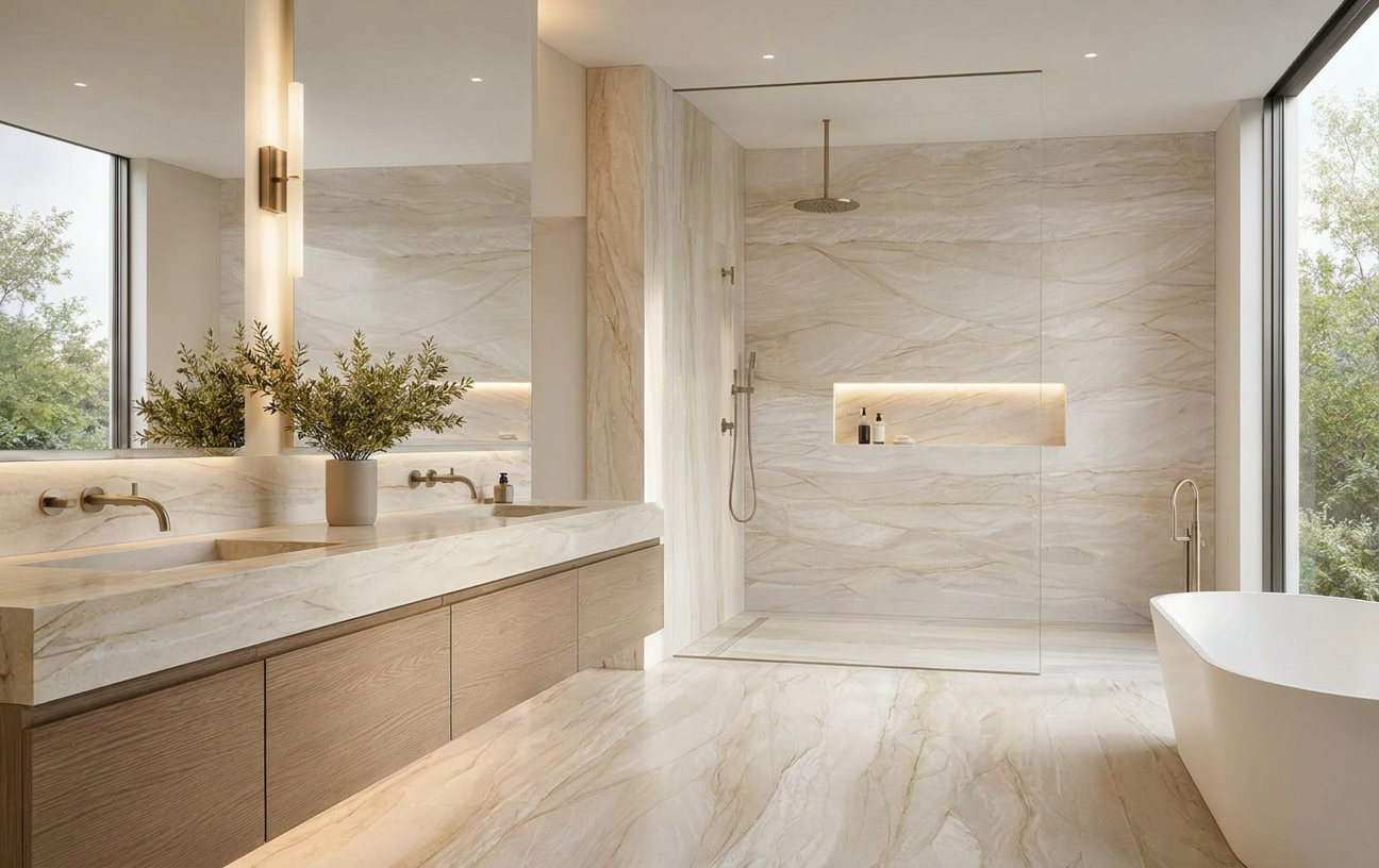 Tahitian Cream Quartzite — Bathroom Inspiration