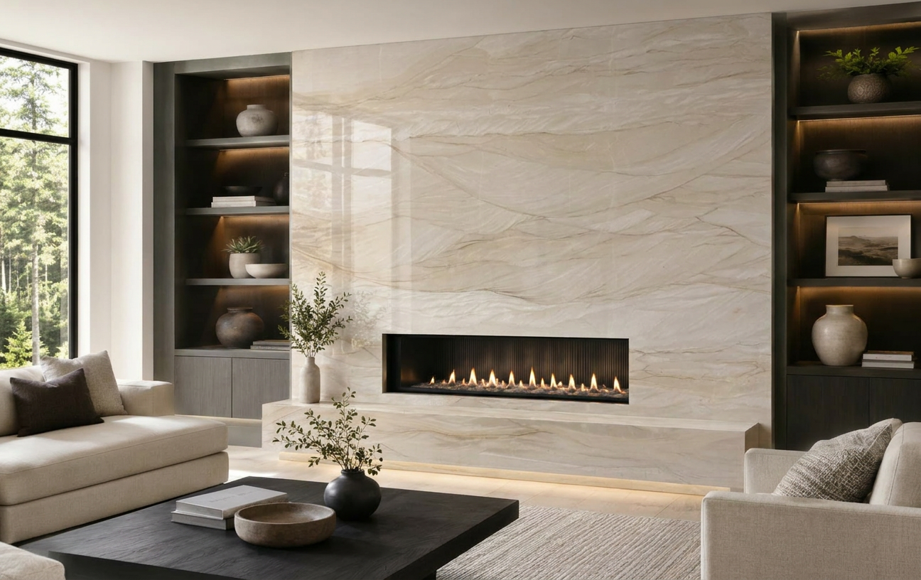 Tahitian Cream Quartzite — Fireplace Inspiration