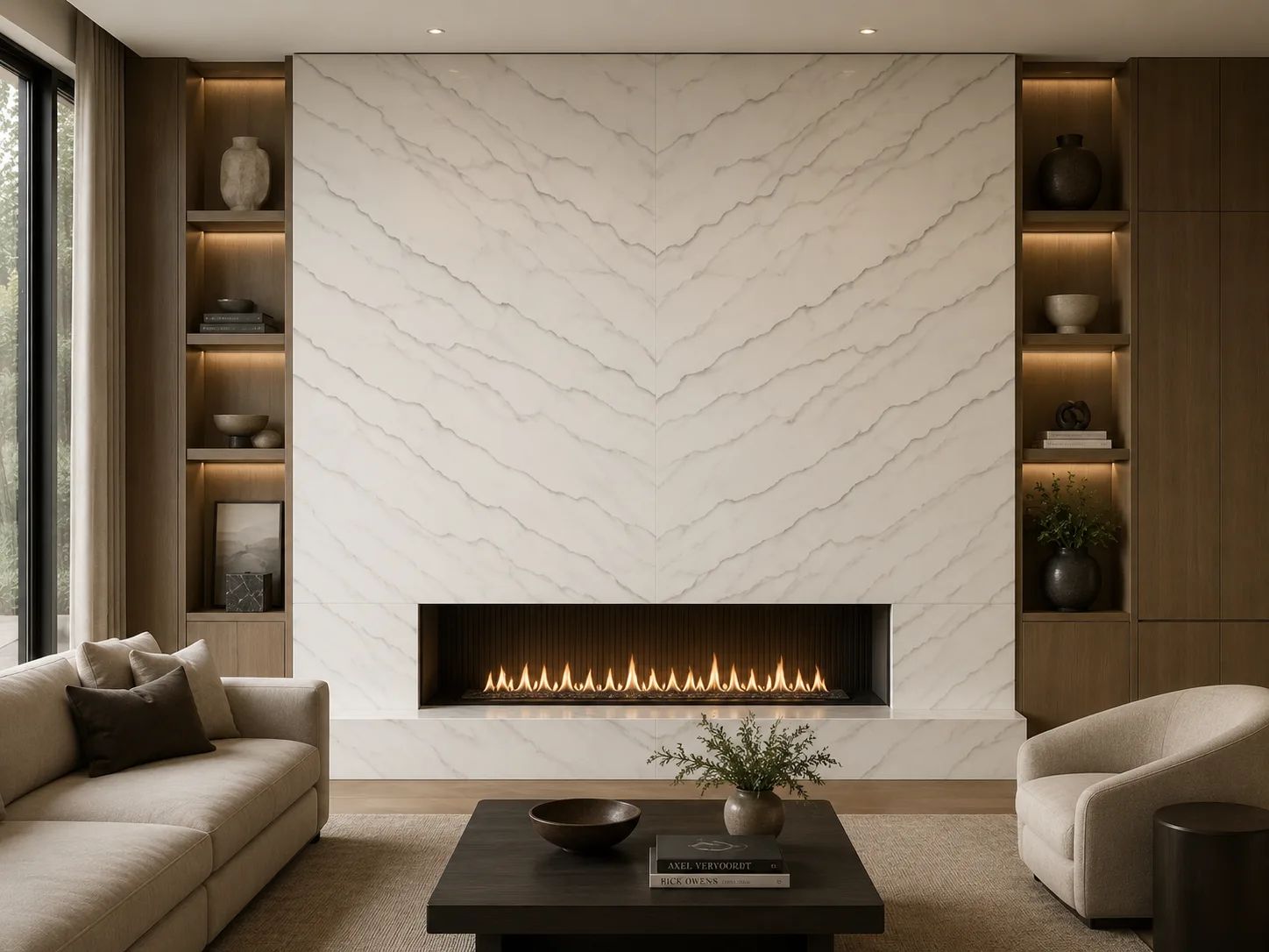 Calacatta Quartzite — Fireplace Inspiration
