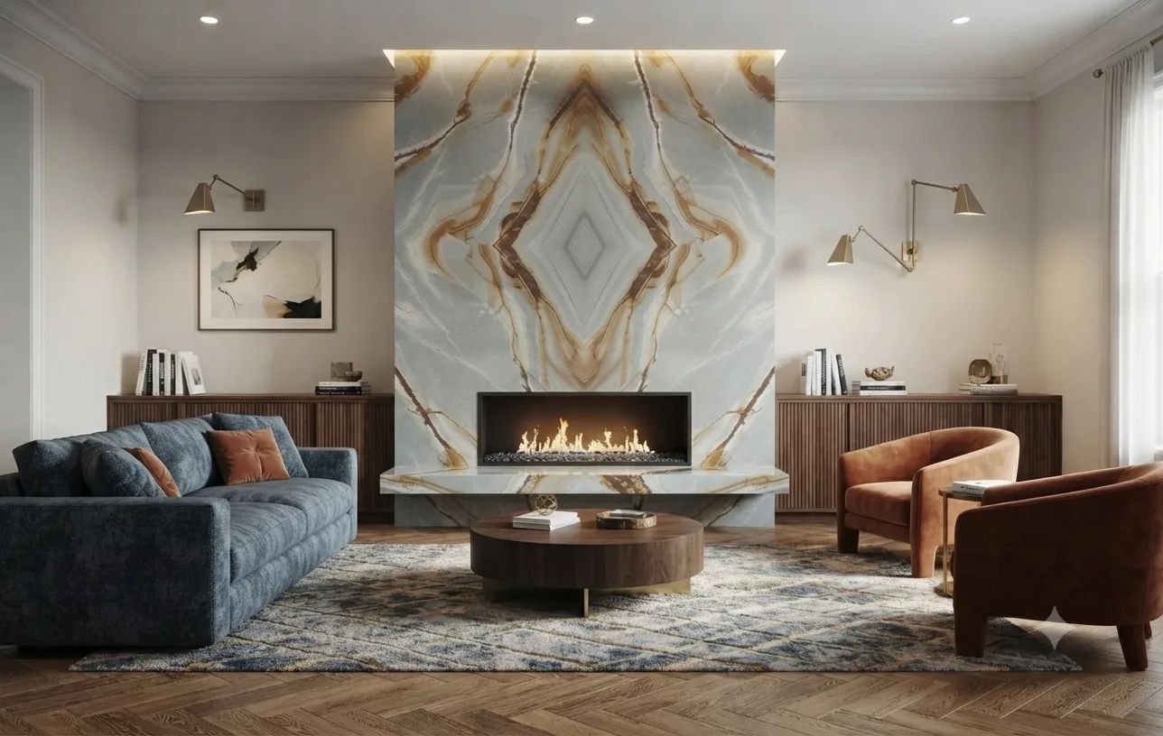 Blue Roma Quartzite — Fireplace Inspiration