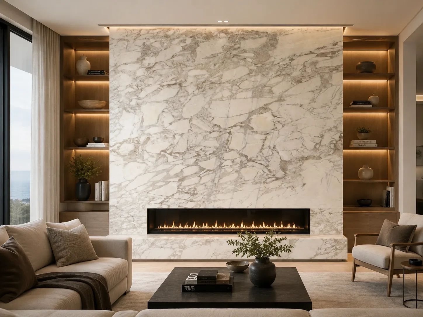 Calacatta Bluette Marble — Fireplace Inspiration