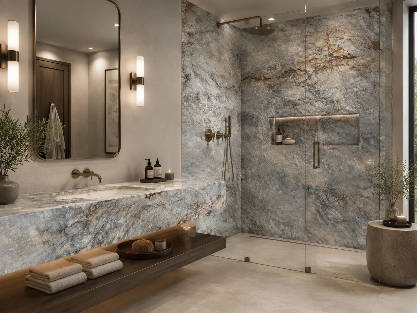 Cristallo Azur Quartzite — Bathroom Inspiration
