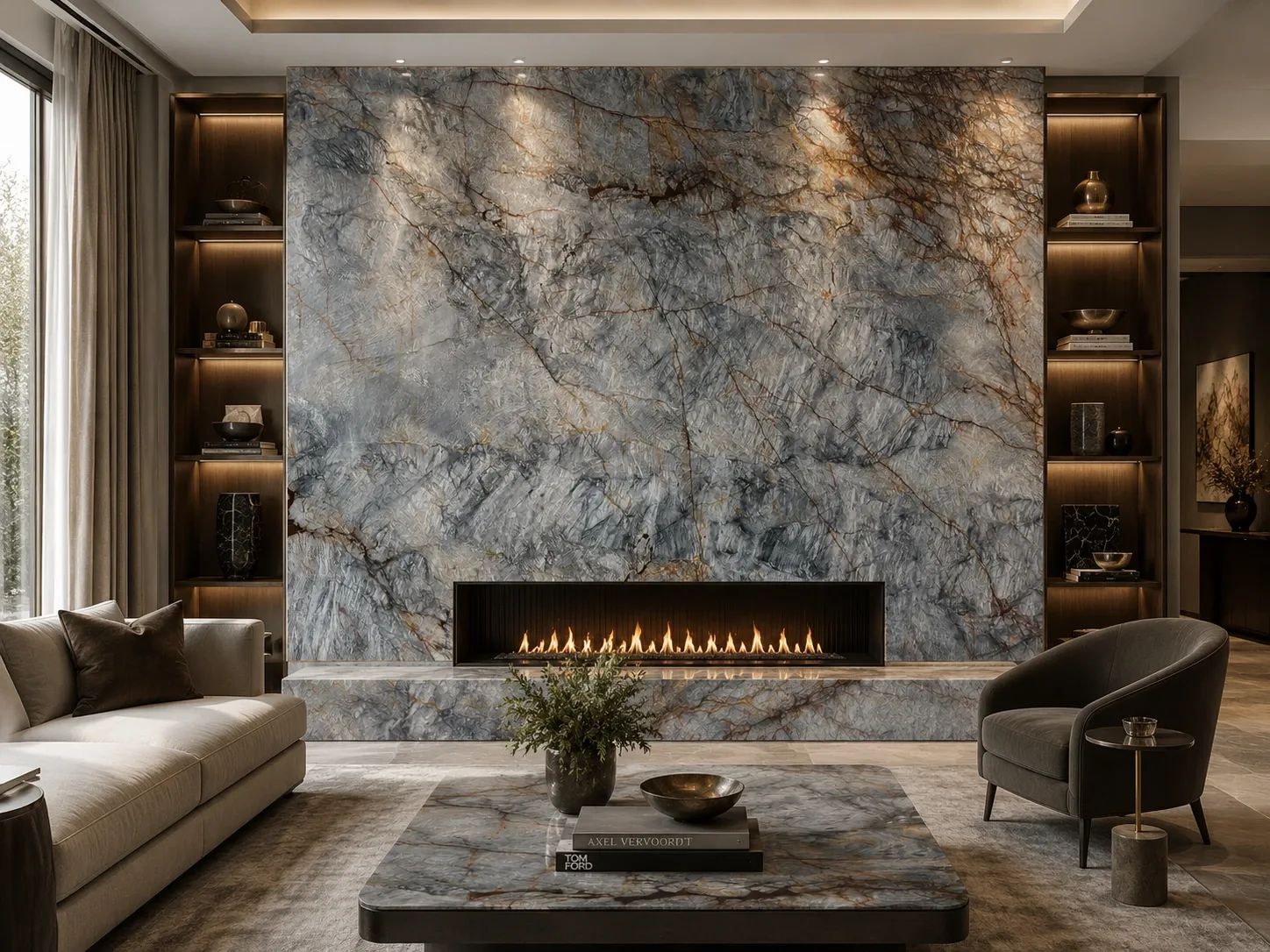 Cristallo Azur Quartzite — Fireplace Inspiration