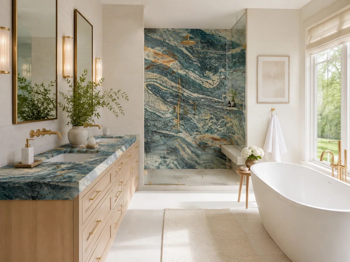 Azul Do Mar Quartzite — Bathroom Inspiration