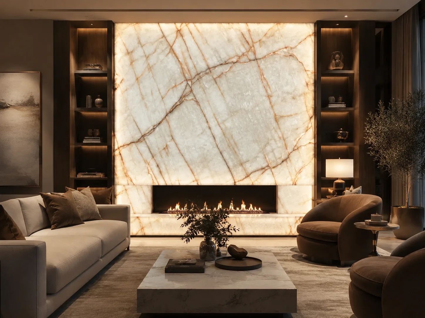 Cristallo Iceberg Quartzite — Fireplace Inspiration