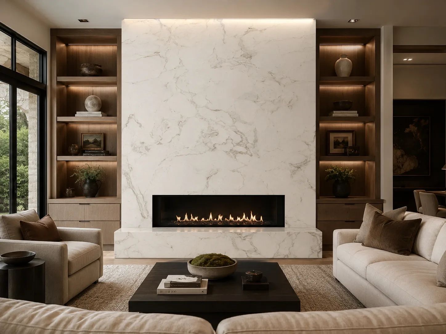 Calacatta Cielo Marble — Fireplace Inspiration